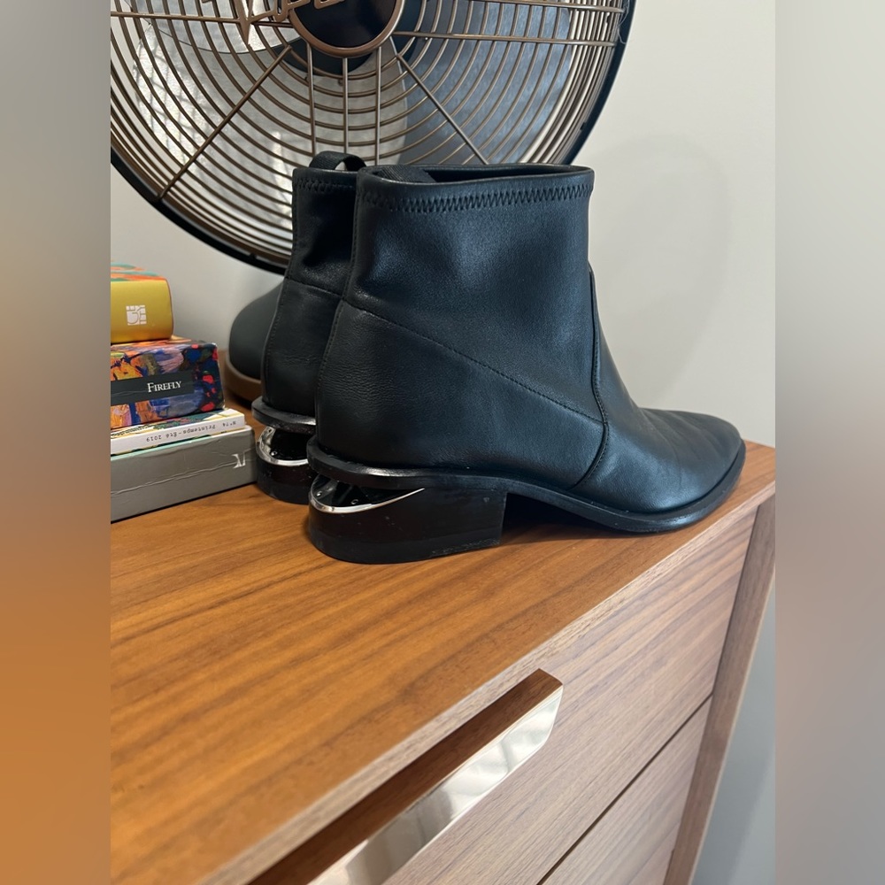 Authentic Alexander Wang leather booties with metal insert in heel - Picture 2 of 6